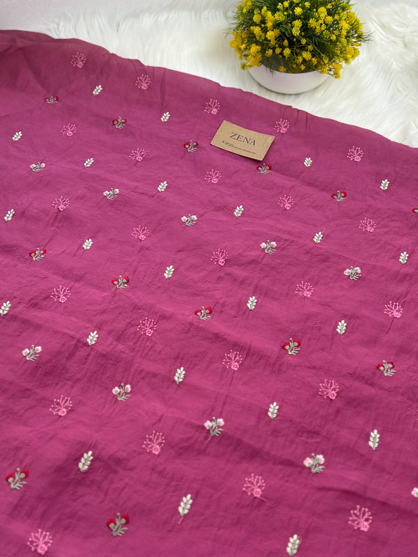 ✨ Mul Chanderi Unstitched Suit with Embroidery Buttis ✨