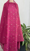 ✨ Mul Chanderi Unstitched Suit with Embroidery Buttis ✨