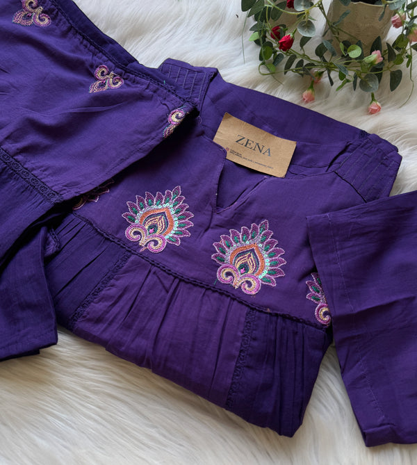 🌸 Pure Cotton Embroidered Anarkali Set 🌸