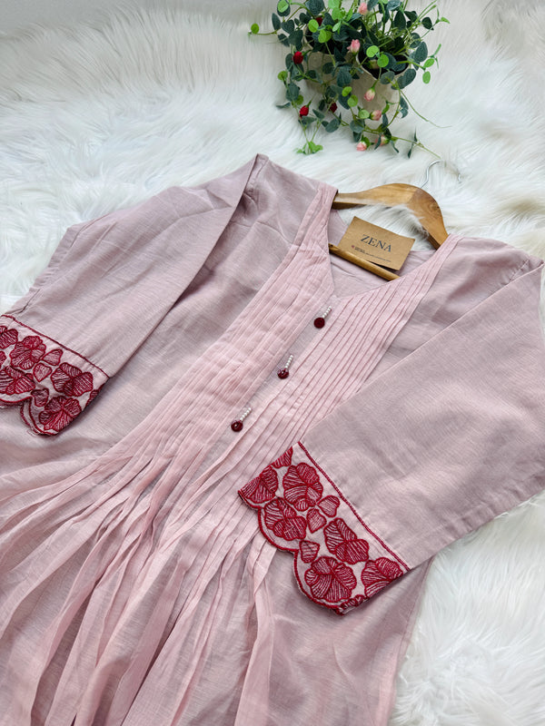 🌙 Mul Chanderi Embroidered Anarkali Set🌙