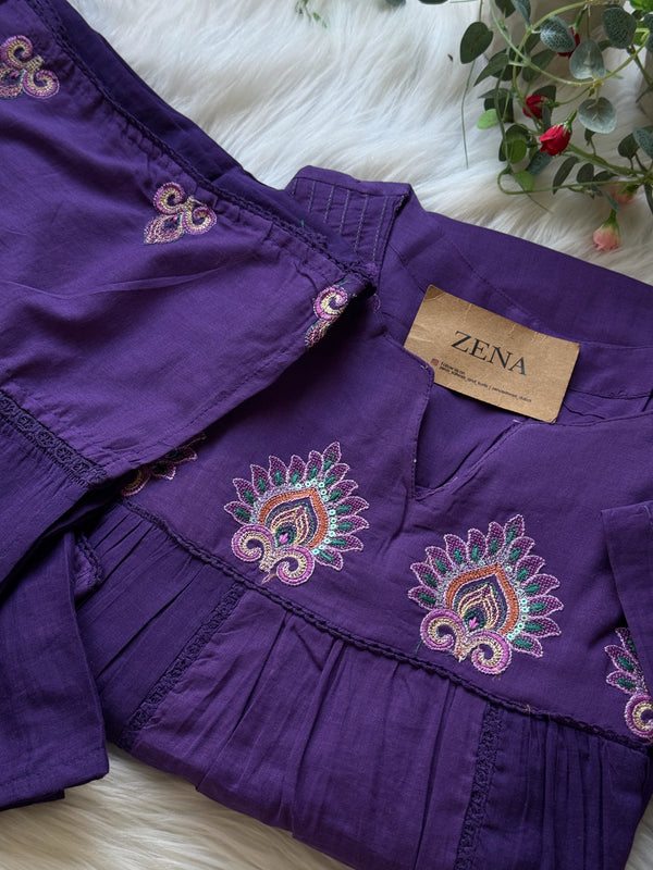 🌸 Pure Cotton Embroidered Anarkali Set 🌸