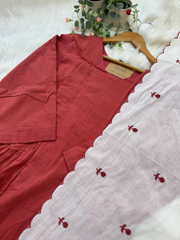 🌸 Pure Mul Cotton Embroidered Anarkali Set 🌸