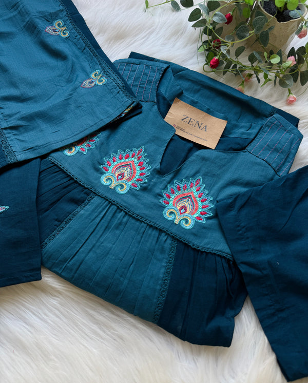 🌸 Pure Cotton Embroidered Anarkali Set 🌸