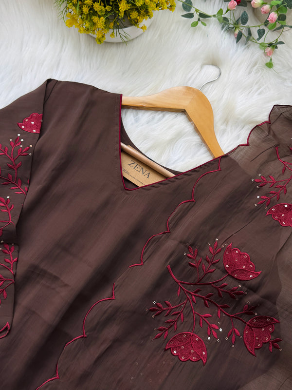 ✨ Glass Chanderi Kurti Set ✨