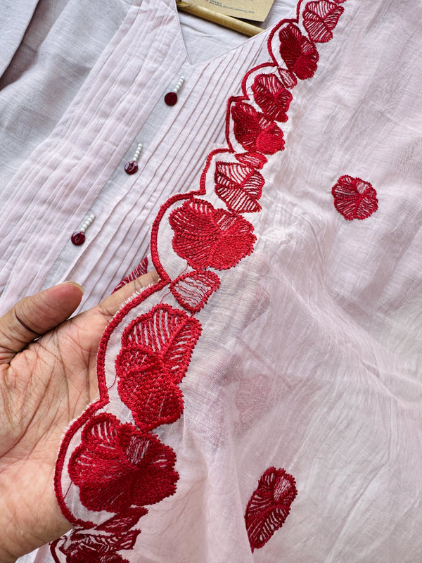 🌙 Mul Chanderi Embroidered Anarkali Set🌙