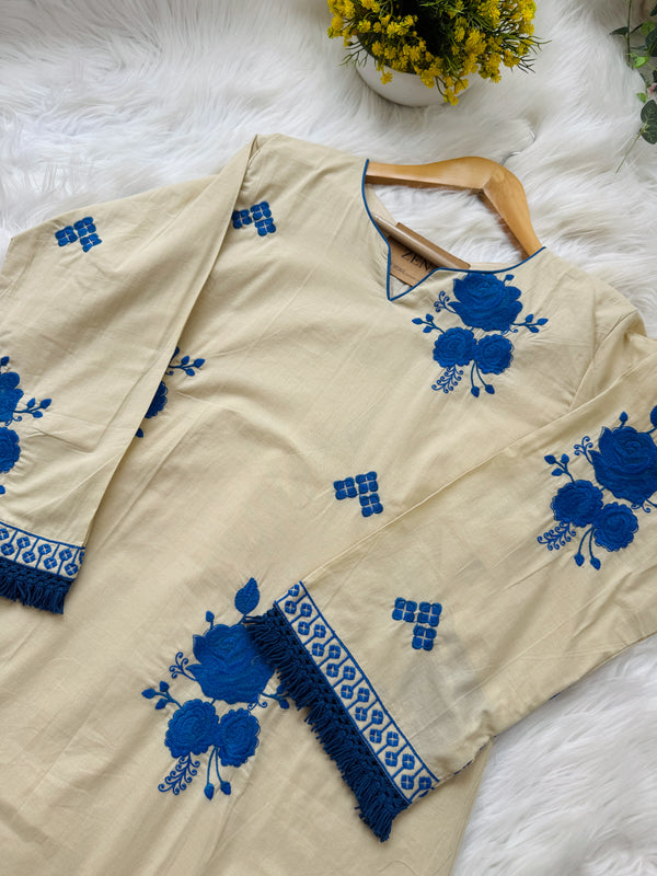 🌸 Premium Mul Cotton Embroidered Anarkali Set 🌸