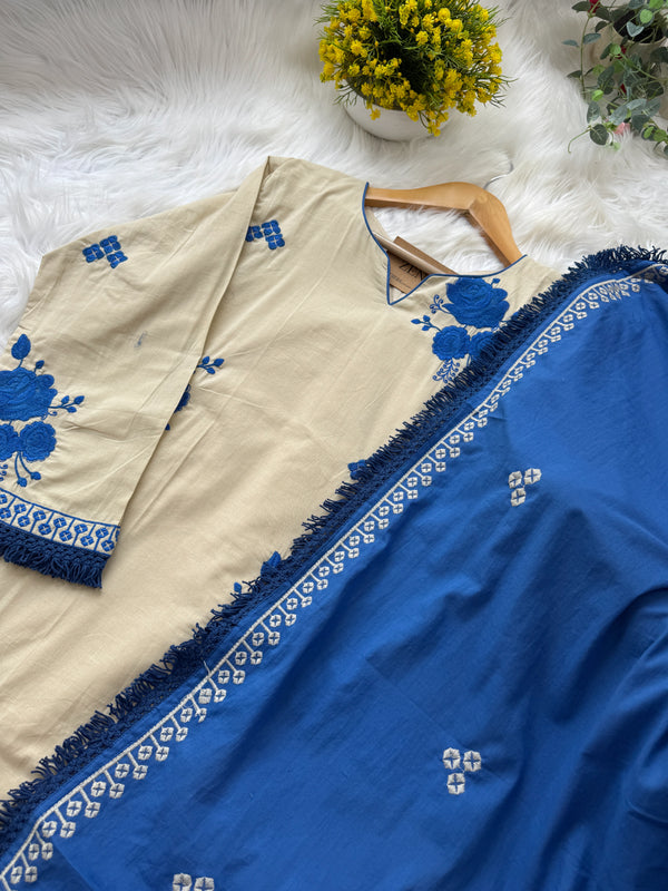 🌸 Premium Mul Cotton Embroidered Anarkali Set 🌸