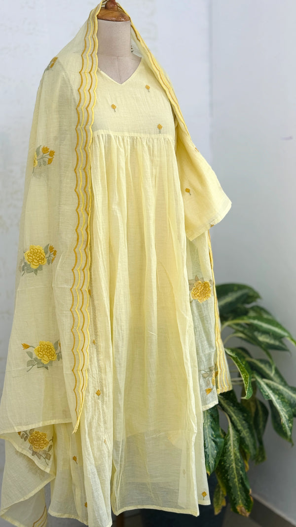 ✨ Premium Mul Chanderi Hand-Detailed Kurti Set ✨