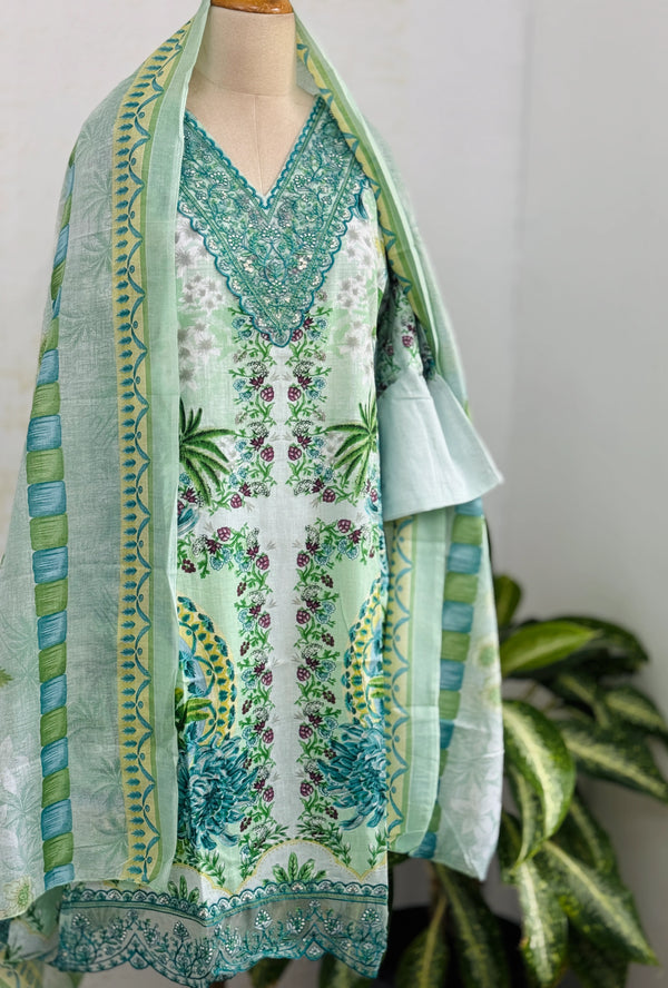 🌙 Pure Cotton Pakistani Kurti Set with Embroidery🌙