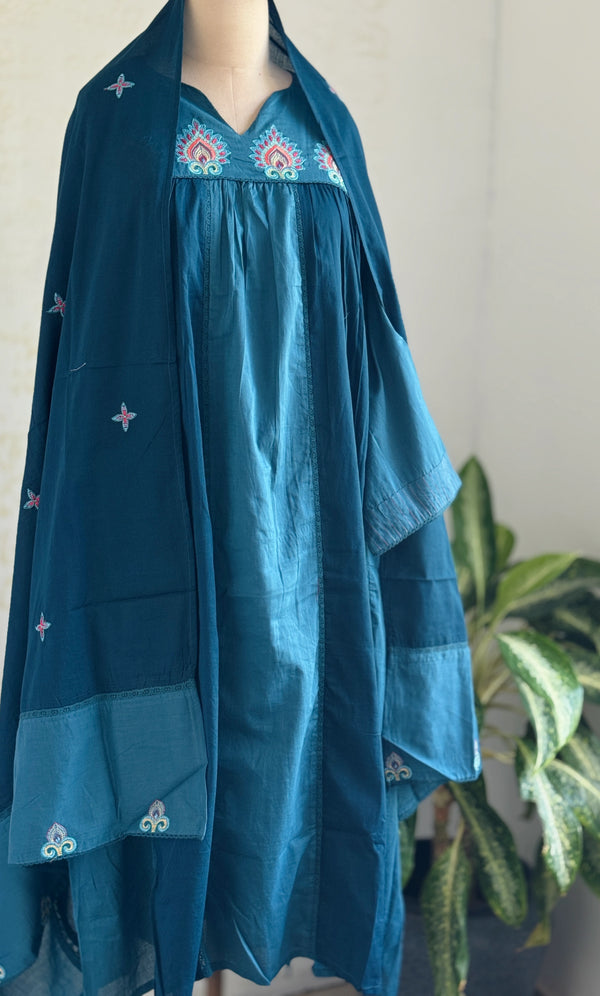 🌸 Pure Cotton Embroidered Anarkali Set 🌸