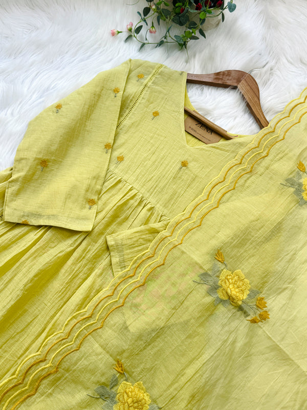 ✨ Premium Mul Chanderi Hand-Detailed Kurti Set ✨