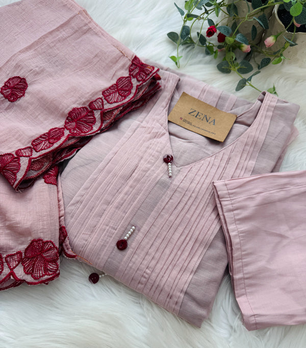 🌙 Mul Chanderi Embroidered Anarkali Set🌙