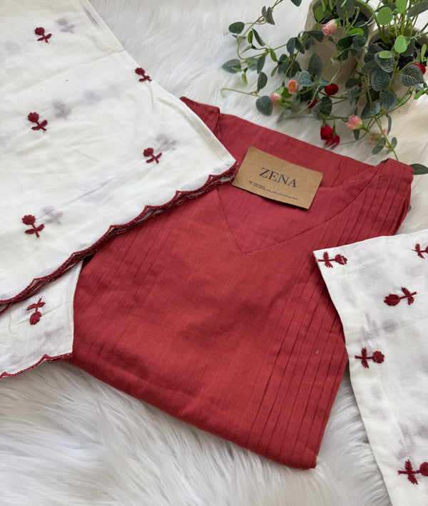 🌸 Pure Mul Cotton Embroidered Anarkali Set 🌸