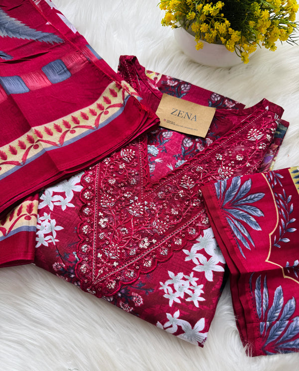 🌙 Pure Cotton Pakistani Kurti Set with Embroidery🌙