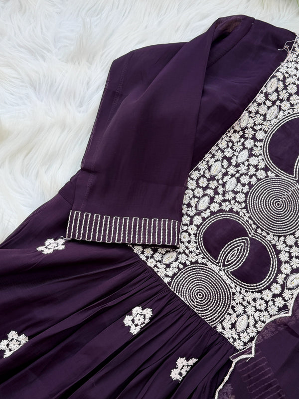 🌙 Mul Chanderi Embroidered Anarkali Set 🌙