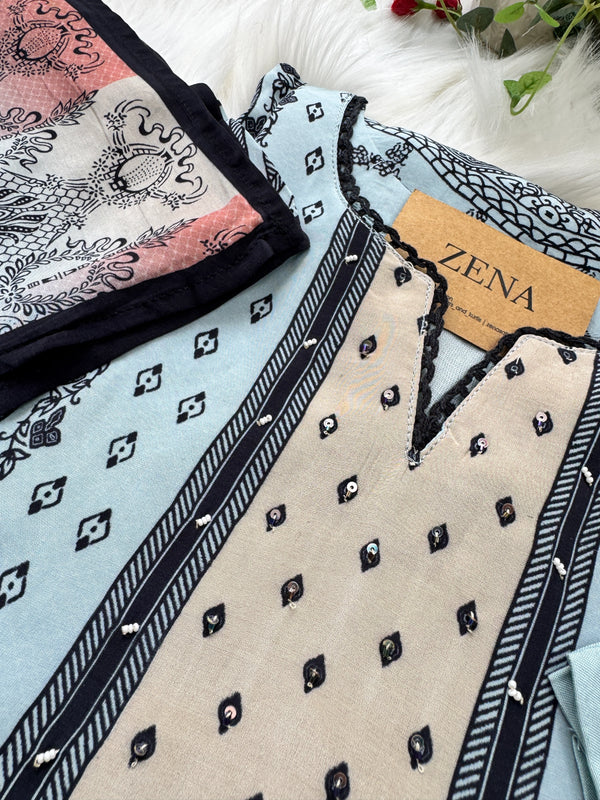 ✨ Pure Crepe Hand-Detailed Party Wear Kurti Set ✨