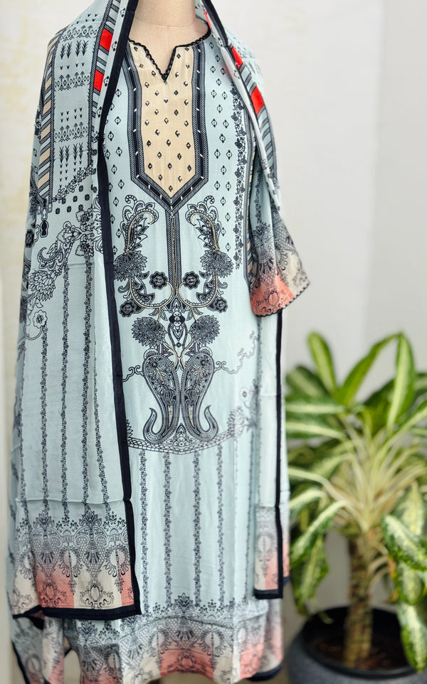 ✨ Pure Crepe Hand-Detailed Party Wear Kurti Set ✨