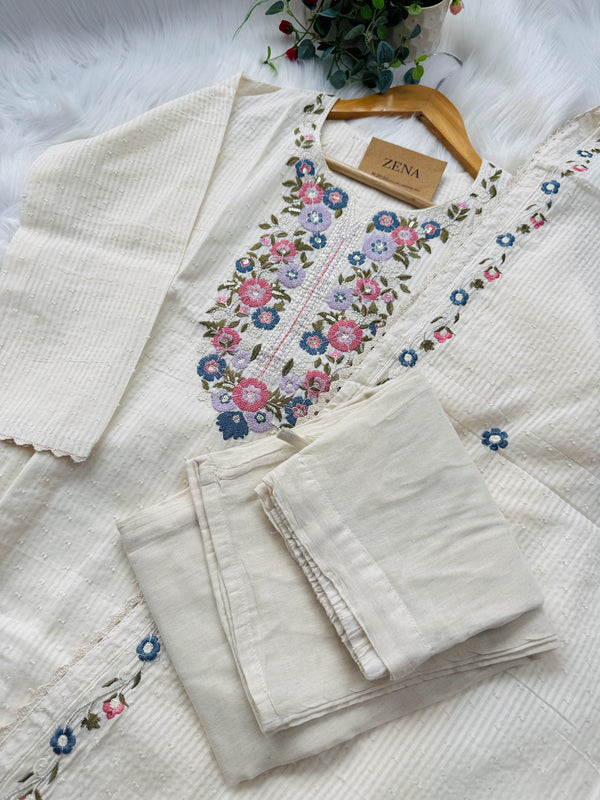 ✨ Pure Cotton Embroidered Party Wear Kurti Set ✨