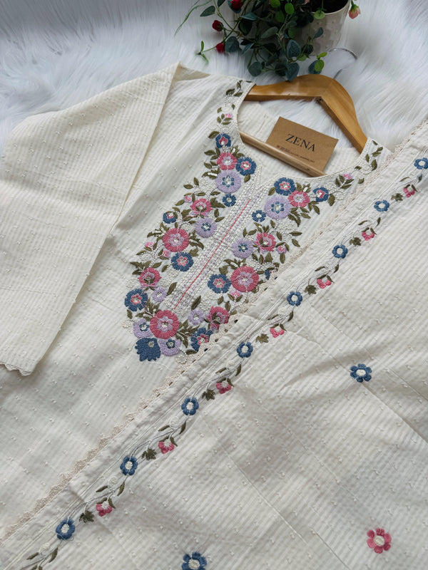 ✨ Pure Cotton Embroidered Party Wear Kurti Set ✨