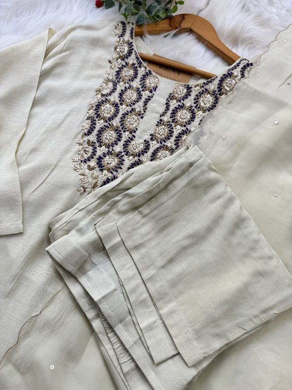 ✨ Pure Dola Silk Handwork Party Wear Kurti Set ✨