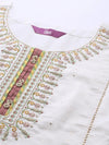 Off White Chanderi Yoke Embroidery Kurta