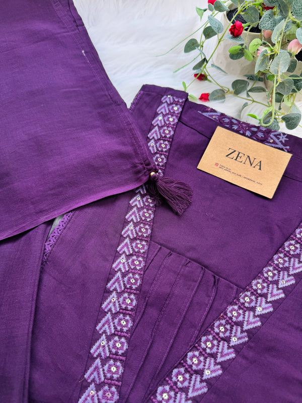 Pure Cotton Embroidered Anarkali Set