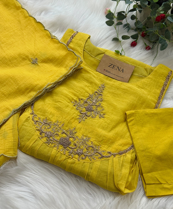 ✨ Premium Mul Chanderi Hand Detailed Kurti Set ✨