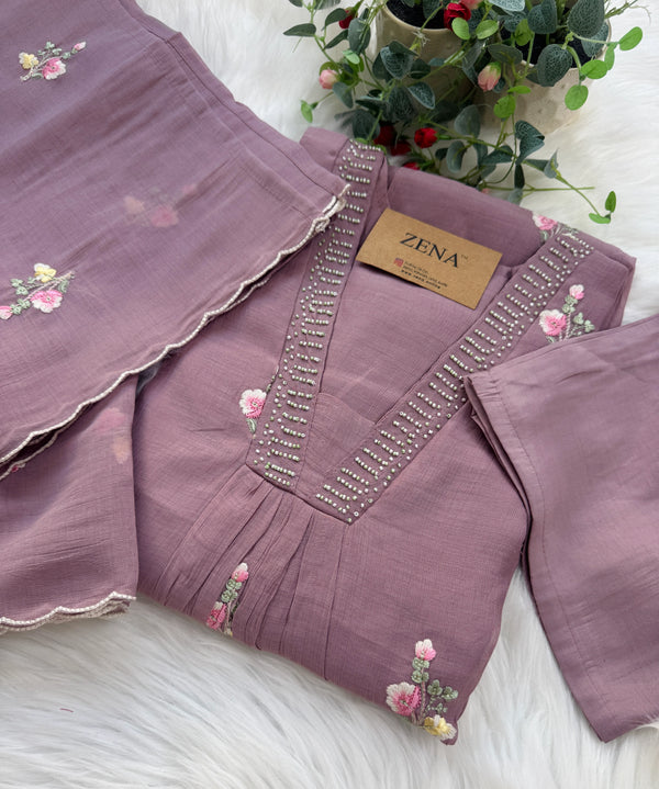 ✨ Imported Crush Rayon Ready-to-Wear Embroidered Anarkali Set ✨