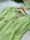 Premium Mul Chanderi Hand Detailed A-Line Kurti Set – Elegant Ethnic Charm
