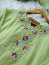 Premium Mul Chanderi Hand Detailed A-Line Kurti Set – Elegant Ethnic Charm