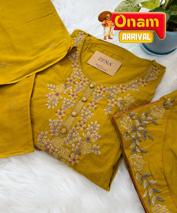 ✨ Pure Cotton Embroidery Work Kurti Set ✨
