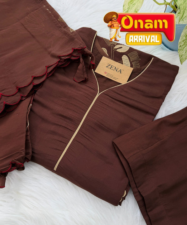 ✨ Mul Chanderi Appliqué Work Kurti Set ✨