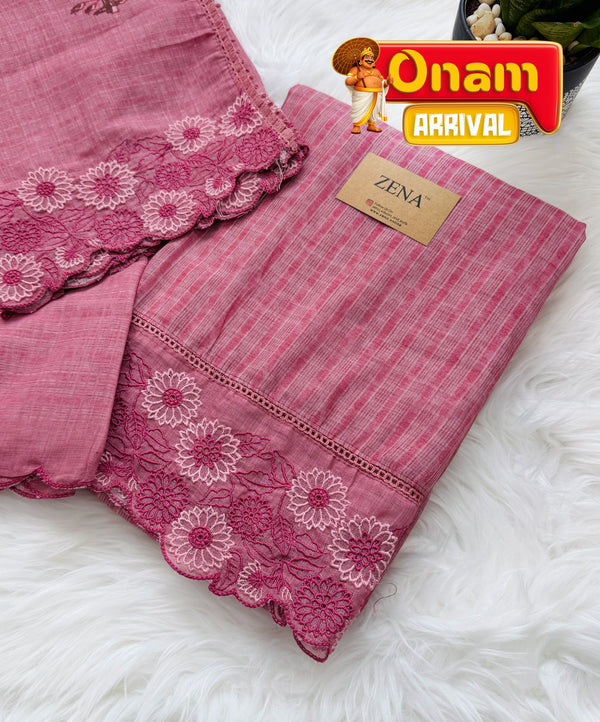 🌼 Pure Cotton Unstitched Suit – Onam Arrival ✨