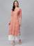 Peach Printed Cotton Kurta