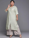 Plus Size Green Printed Chanderi Silk Kurta