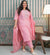 Plus Size Pink Cotton Floral Straight Kurta Set