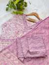 Pure Mul Cotton Hand-Embroidered Kurti Set – Soft Elegance in Sky Blue & Pink