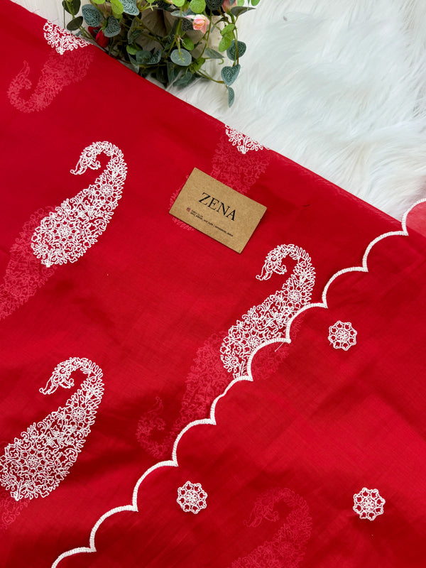 🌟 Mul Chanderi Embroidered Unstitched Suit 🌟