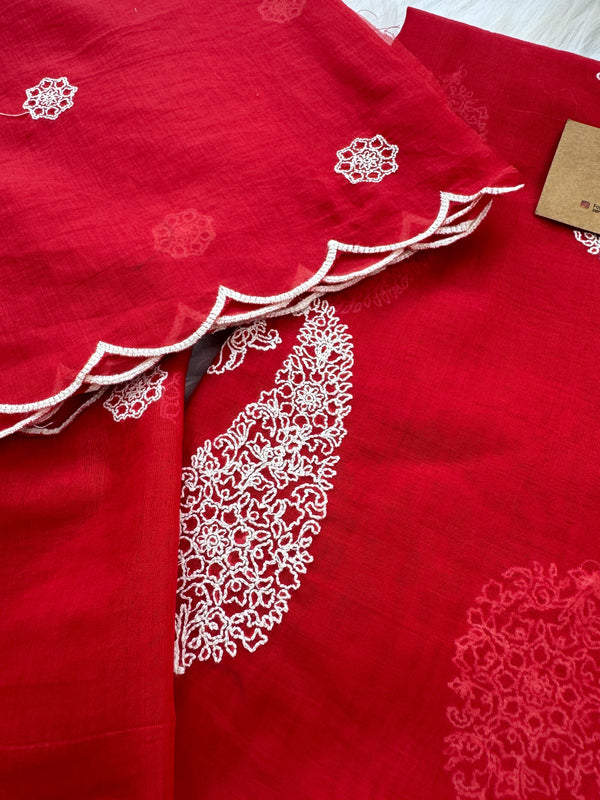 🌟 Mul Chanderi Embroidered Unstitched Suit 🌟