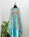 Muslin Unstitched Suit with Embroidered Organza Dupatta - Elegant Craftsmanship 🌟