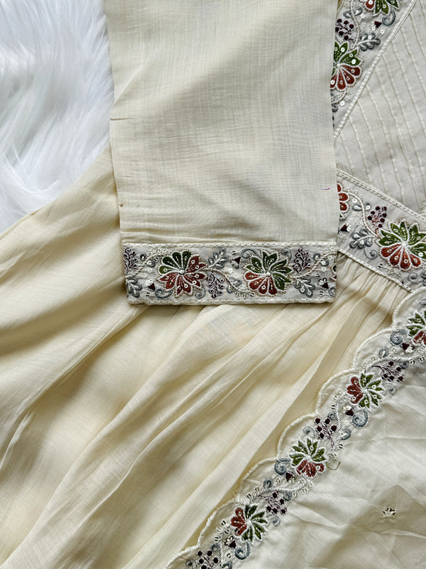 Premium Mul Chanderi Embroidered Anarkali Suit