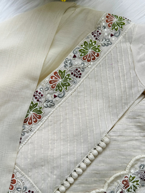 Premium Mul Chanderi Embroidered Anarkali Suit