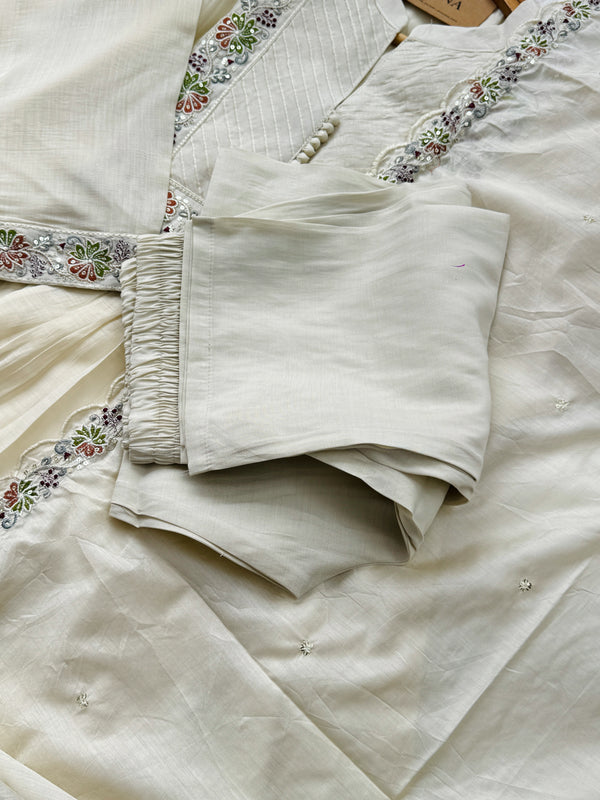 Premium Mul Chanderi Embroidered Anarkali Suit