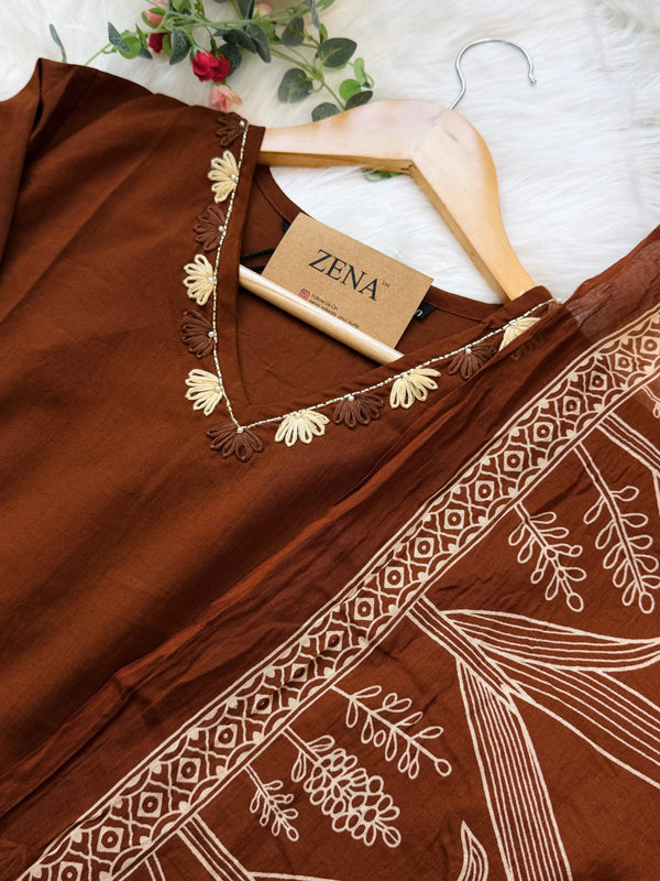 ✨ Pure Cotton Kurti Set with Thread Work Details ✨