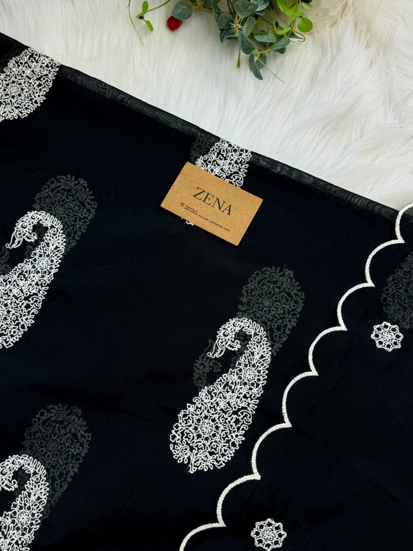 🌟 Mul Chanderi Embroidered Unstitched Suit