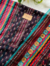 Unstitched Shimmer Silk Digital Printed Partywear Suit with Real Mirror Work