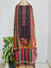 Unstitched Shimmer Silk Digital Printed Partywear Suit with Real Mirror Work