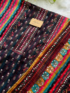 Unstitched Shimmer Silk Digital Printed Partywear Suit with Real Mirror Work