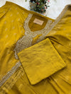 Semi-Silk Unstitched Jacquard Embroidered Partywear Suit – Festive Elegance