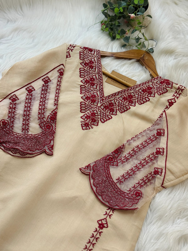 ✨ Glass Chanderi Pakistani Embroidered Kurti Set ✨